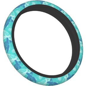 UESEU Steering Wheel Cover for Women Men Cute Frog Green Neoprene Steering Wheel Protector Universal Fit Most Car Sedans SUVs - 15 Inch