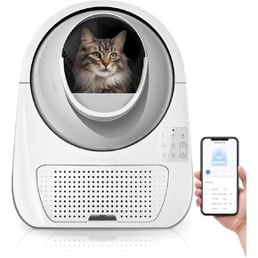 صندوق فضلات القطط الأوتوماتيكي للتنظيف الذاتي من كاتلينك بوزن 3.3 إلى 22 رطلًا، إزالة الرائحة المزدوجة - كبير جدًا مع 20 بطانة وصندوق فلتر كربون متضمن - صندوق فضلات القطط الآلي الذكي مع قبعة حمراء للقطط in Kuwait