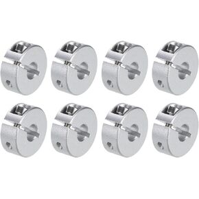 uxcell 8pcs Single Split Clamp-On Shaft Collar 6mm Bore One-Piece Clamping Collar, 20mm OD, 8mm Thickness, Aluminum Alloy Set Screw Split Collar Clamp