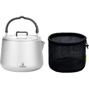 SILVERANT Titanium Kettle Pot for Camping Ultralight Pour Over Gooseneck Coffee Kettle Backpacking with Braided Handle & Drawstring Case -950ml/33.4fl oz in Kuwait