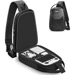 PEKREWS Mini 4 Pro Case, Waterproof Hard Carrying Case Portable Travel Drone Sling Bag Backpack Compatible with DJI RC 2/ RC-N2 Controller, Fly More Combo and Accessories, Black