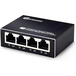 Atroodac Mini Industrial Switch 5 Ports Gigabit Ethernet Switch 10/100/1000 Mbps Unmanaged Network Hub Plug & Play Office Ethernet Splitter Fanless Metal Design Silent Operation Desktop Switch