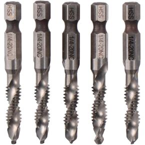 FEIYING 5PCS Combination Drill Tap Bit Set,High Speed Steel Composite Taps,Drilling and Tapping Taps,Hex Shank HSS Spiral Flute Tapping Tool Set Kit in Saudi Arabia