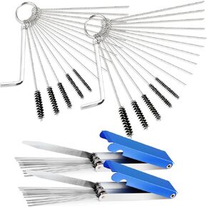 Valchoose Set of 2 Premium Carb Cleaning Kit, Torch Tip cleaner Set Heavy Duty Density Nylon - 304 Stainless Steel 26 Cleaning Set + 10 Nylon Brushes + 20 Cleaning Needles +2 Throttle Wrench