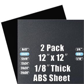 ABS Plastic Sheet 1/8 Inch Thick 12" x 16" (2-Pack),Two-Sided Heat Moldable Panel (Thermoplastic Textured Front & Smooth Back), Black Thermoform Board Great for DIY Projects, Decor, Handcrafts