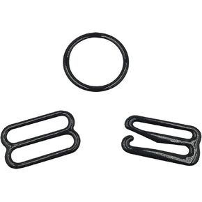 30 Set Bra Sliders and Rings - Metal Lingerie Hardware Sewing Clips Clasp Hooks for Bra Strap Sewing Accessories,Black