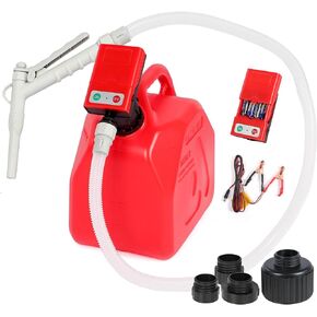 Baudelio Fuel Transfer Pump with Nozzle, AA Battery Powered/DC Power Modes,51" Hose Transfer Pump with Tank Adapter for Most Gas Cans,Portable Liquid Transfer Pump for Gasoline, Diesel,Fuel, Oil, etc