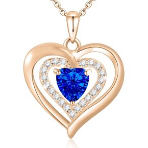 Liulin Birthstone Necklaces for Women, Forever Love Silver Heart Necklace with Birthstones. 925 Sterling Silver Necklace for Women as Anniversary/Birthday Gift for Mom, Wife, Girlfriend or Loved Ones