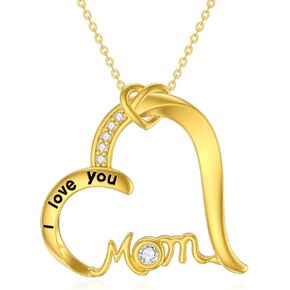 Cpckolf 14k Real Gold Mothers Day Necklace for Women, Mom Heart Shape/Mother Daughter Charm/I Love You Mom Necklace Jewelry Birthday Mothers Day Gifts for Her Grandma Nana Wife Mother in Law in Kuwait