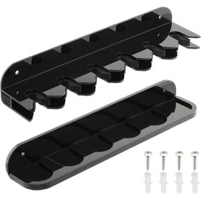 Cosmos Acrylic 2-Piece Billiard Cue Stick Rack Wall Mount Billiard Stick Holder Sick Rack, Eva Foam Cue Clips Holds 6 Pool Cues, Billiard Pool Equipment Accessories (Solid Black)