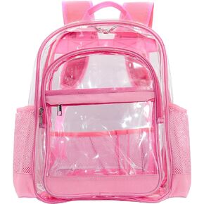 GiMiUiTo Clear Backpack,Heavy Duty Clear Bookbag See Through Backpack Large Clear Bag for School College Work Travel Security,Black
