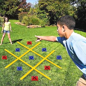 VANPET Upgrade Giant Tic Tac Toe Game Outdoor, 4 Ft X 4 Ft Portable Tic Tac Toe Bean Bag Toss Game, Large Yard Toss Game Tic Tac Toss Across Camping Games for Families.