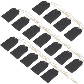 BokWin 32 Pcs Wooden Chalkboard Tags Mini Hanging Chalkboard Labels,DIY Chalkboard Tags Message Tags Gift Tags(Black)