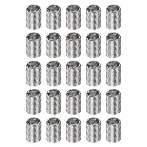 HARFINGTON 25pcs Threaded Inserts 1/4-28 UNF 2.0D (12.7mm) Helical 304 Stainless Steel Coiled Wire Thread Sleeve for Plastic Wood Thread Repair