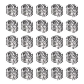 HARFINGTON 25pcs Threaded Inserts 2-56 UNC 2.0D (4.4mm) Helical 304 Stainless Steel Coiled Wire Thread Sleeve for Plastic Wood Thread Repair