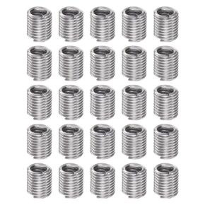 HARFINGTON 25pcs Threaded Inserts 10-24 UNC 2.0D (11mm) Helical 304 Stainless Steel Coiled Wire Thread Sleeve for Plastic Wood Thread Repair
