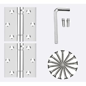 3"Stainless Steel self Closing Door Hinges, self Closing gate Hinges, Stainless Steel Heavy Duty Spring Hinges with mounting Screws and Wrenches，2-Pack