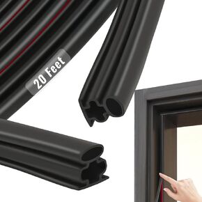 JSIWOTH Weather Stripping, D-Shaped Rubber Seal Strip for Doors/Windows, Self-Adhesive Door Soundproof Weatherstripping for Door Frame Window Insulation Gap Blocker