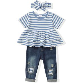 SODLON Baby Girl Clothes Outfit Toddler Infant Clothing Ruffle Top Pants Sets Gifts Outfits for Little Girls