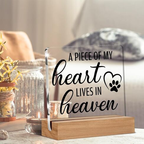 هدايا تذكارية لفقدان الحيوانات الأليفة، هدية تعاطف لفقدان قطة كلب، كنت مفضلاً لدي لافتة ديكور مكتبية شفافة من الأكريليك مع حامل خشبي لرف طاولة المكتب in Kuwait