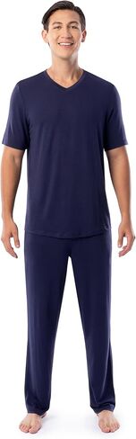 Fruit of the Loom Men's 360 Stretch Short Sleeve V-Neck Top and Pant Sleep Pajama Set in Saudi Arabia