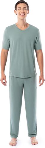 Fruit of the Loom Men's 360 Stretch Short Sleeve V-Neck Top and Pant Sleep Pajama Set in Saudi Arabia