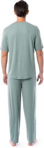 Fruit of the Loom Men's 360 Stretch Short Sleeve V-Neck Top and Pant Sleep Pajama Set in Saudi Arabia