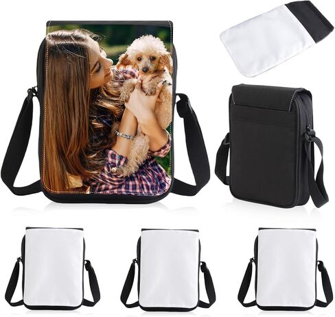 4PCS Sublimation Bags, Sublimation Shoulder Bag Crossbody Bag, Sublimation Blank Bag Wallets for DIY Birthday Father's Day Gifts (4) in Saudi Arabia