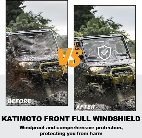 KATIMOTO Front Windshield for Ranger XP 1000 17-23, Clear Scratch Resistant Hard Coated Full Windshield for Polaris Ranger XP 1000 / Crew/Diesel/XP 900 2017-2023 Accessories (Replace #‎2883266） in Saudi Arabia