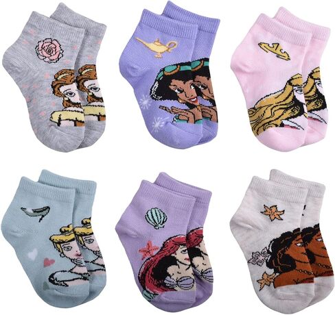 Disney Princess Baby Girls 6-pack Quarter Socks, Pale Grey Heather, 2-4T US in Saudi Arabia