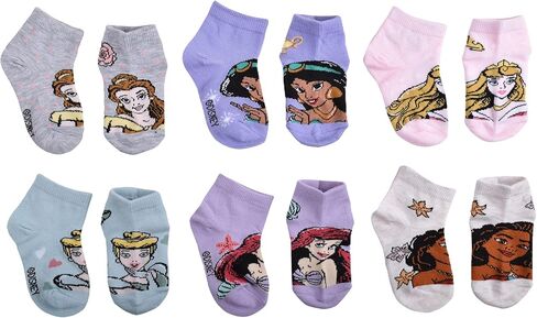 Disney Princess Baby Girls 6-pack Quarter Socks, Pale Grey Heather, 2-4T US in Saudi Arabia