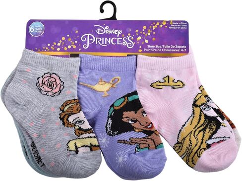 Disney Princess Baby Girls 6-pack Quarter Socks, Pale Grey Heather, 2-4T US in Saudi Arabia