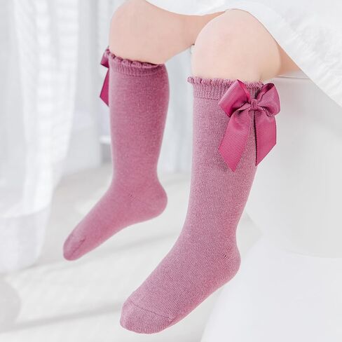 Baby Knee High Socks - Toddler Long Cotton Tube Stockings With Bow Ruffles for Girls - Infant Dress Socks in Saudi Arabia