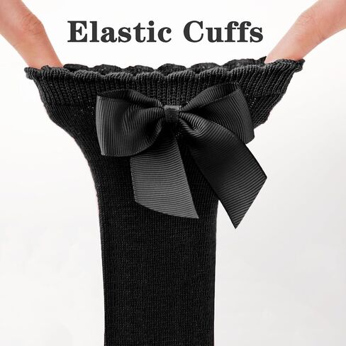 Baby Knee High Socks - Toddler Long Cotton Tube Stockings With Bow Ruffles for Girls - Infant Dress Socks in Saudi Arabia