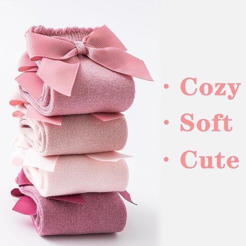 Baby Knee High Socks - Toddler Long Cotton Tube Stockings With Bow Ruffles for Girls - Infant Dress Socks in Saudi Arabia
