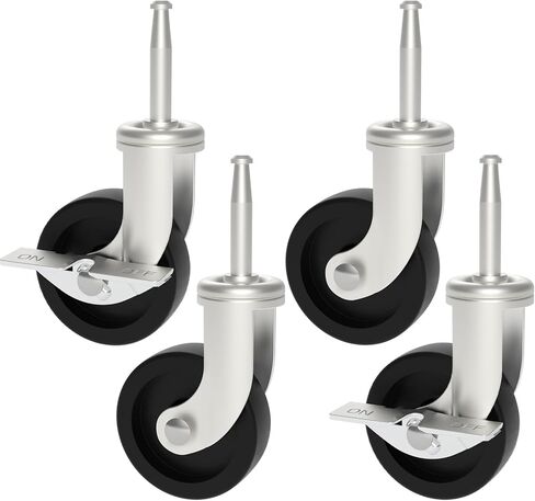 عجلات بديلة HYEJDRV مقاس 2.5 بوصة لـ Shop-Vac (مجموعة من 4)، عجلة دوارة مقاس 8 مم × 38 مم أو 5/16 بوصة × 1.5 بوصة (2 فرامل دوارة و2 فرامل قفل) - فضي in Kuwait