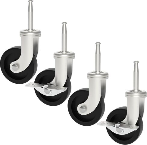 عجلات بديلة HYEJDRV مقاس 2.5 بوصة لـ Shop-Vac (مجموعة من 4)، عجلة دوارة مقاس 8 مم × 38 مم أو 5/16 بوصة × 1.5 بوصة (2 فرامل دوارة و2 فرامل قفل) - فضي in Kuwait