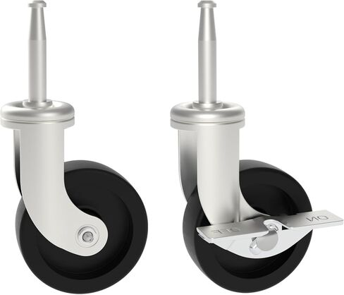 عجلات بديلة HYEJDRV مقاس 2.5 بوصة لـ Shop-Vac (مجموعة من 4)، عجلة دوارة مقاس 8 مم × 38 مم أو 5/16 بوصة × 1.5 بوصة (2 فرامل دوارة و2 فرامل قفل) - فضي in Kuwait