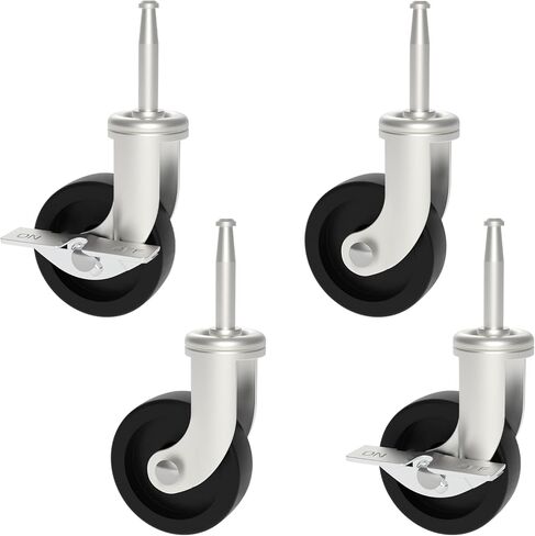 عجلات بديلة HYEJDRV مقاس 2.5 بوصة لـ Shop-Vac (مجموعة من 4)، عجلة دوارة مقاس 8 مم × 38 مم أو 5/16 بوصة × 1.5 بوصة (2 فرامل دوارة و2 فرامل قفل) - فضي in Kuwait