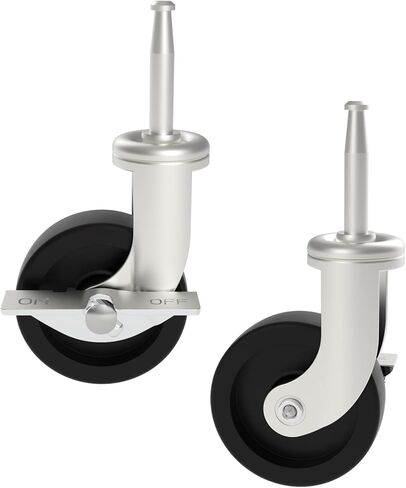 عجلات بديلة HYEJDRV مقاس 2.5 بوصة لـ Shop-Vac (مجموعة من 4)، عجلة دوارة مقاس 8 مم × 38 مم أو 5/16 بوصة × 1.5 بوصة (2 فرامل دوارة و2 فرامل قفل) - فضي in Kuwait