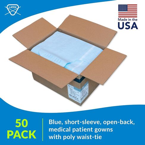 Avalon Premium Gowns, Mauve (Pack of 50) ― Tissue/Poly/Tissue ― Open-Back, Waist-Tie, Short-Sleeve Medical Gowns ― Disposable Exam Gowns ― Standard Size 30" x 42" ― Latex-Free Medical Supplies (805) in Saudi Arabia