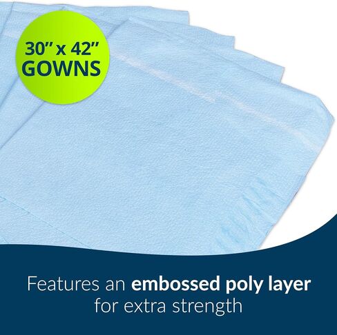 Avalon Premium Gowns, Mauve (Pack of 50) ― Tissue/Poly/Tissue ― Open-Back, Waist-Tie, Short-Sleeve Medical Gowns ― Disposable Exam Gowns ― Standard Size 30" x 42" ― Latex-Free Medical Supplies (805) in Saudi Arabia