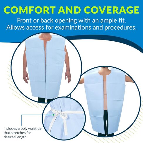 Avalon Premium Gowns, Mauve (Pack of 50) ― Tissue/Poly/Tissue ― Open-Back, Waist-Tie, Short-Sleeve Medical Gowns ― Disposable Exam Gowns ― Standard Size 30" x 42" ― Latex-Free Medical Supplies (805) in Saudi Arabia