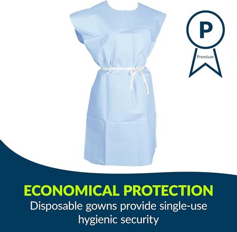 Avalon Premium Gowns, Mauve (Pack of 50) ― Tissue/Poly/Tissue ― Open-Back, Waist-Tie, Short-Sleeve Medical Gowns ― Disposable Exam Gowns ― Standard Size 30" x 42" ― Latex-Free Medical Supplies (805) in Saudi Arabia