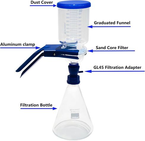مجموعة ALWSCI لتركيب المذيبات بالفراغ مع محول الزجاجة GL45، وقمع متدرج 1000 مل، ودورق ترشيح 2000 مل، ومشبك وغطاء لولبي صلب GL45، متوافق مع ورق فلتر غشائي 90 مم in Kuwait