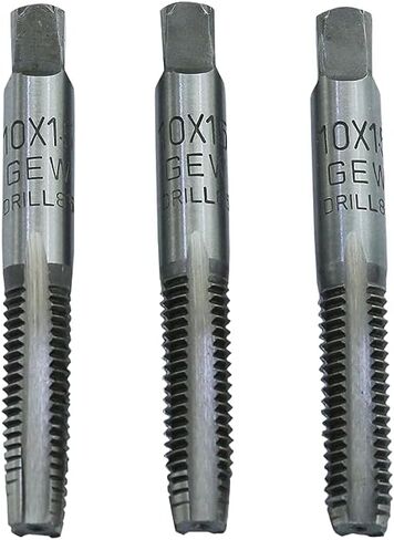 صنابير يدوية من GEW مصنوعة من الفولاذ الكربوني متري 10 × 1.5 مم لليد اليمنى (مجموعة من 3 قطع - مستدقة/قابس/أسفل)، إصلاح الخيوط للخيوط وإعادة الخيوط الداخلية والخارجية، خيوط مقطوعة بدقة، in Kuwait