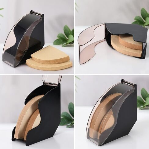 MNYEULY Coffee Filter Holder, Coffee Filter Storage with Dustproof Cover, Filter Paper Holder for Coffee Shop, Home, Storage Capacity of 100 pcs V60 and Cone Coffee Filters (Black) in Saudi Arabia