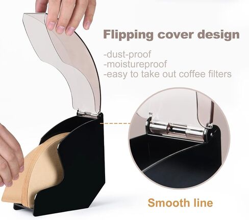 MNYEULY Coffee Filter Holder, Coffee Filter Storage with Dustproof Cover, Filter Paper Holder for Coffee Shop, Home, Storage Capacity of 100 pcs V60 and Cone Coffee Filters (Black) in Saudi Arabia