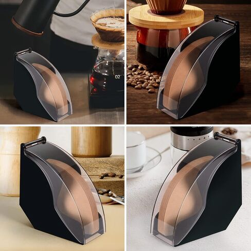MNYEULY Coffee Filter Holder, Coffee Filter Storage with Dustproof Cover, Filter Paper Holder for Coffee Shop, Home, Storage Capacity of 100 pcs V60 and Cone Coffee Filters (Black) in Saudi Arabia
