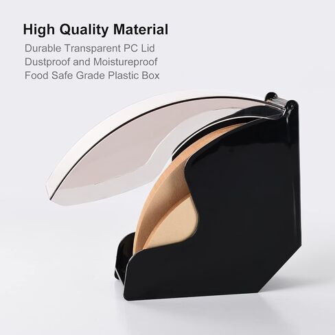 MNYEULY Coffee Filter Holder, Coffee Filter Storage with Dustproof Cover, Filter Paper Holder for Coffee Shop, Home, Storage Capacity of 100 pcs V60 and Cone Coffee Filters (Black) in Saudi Arabia